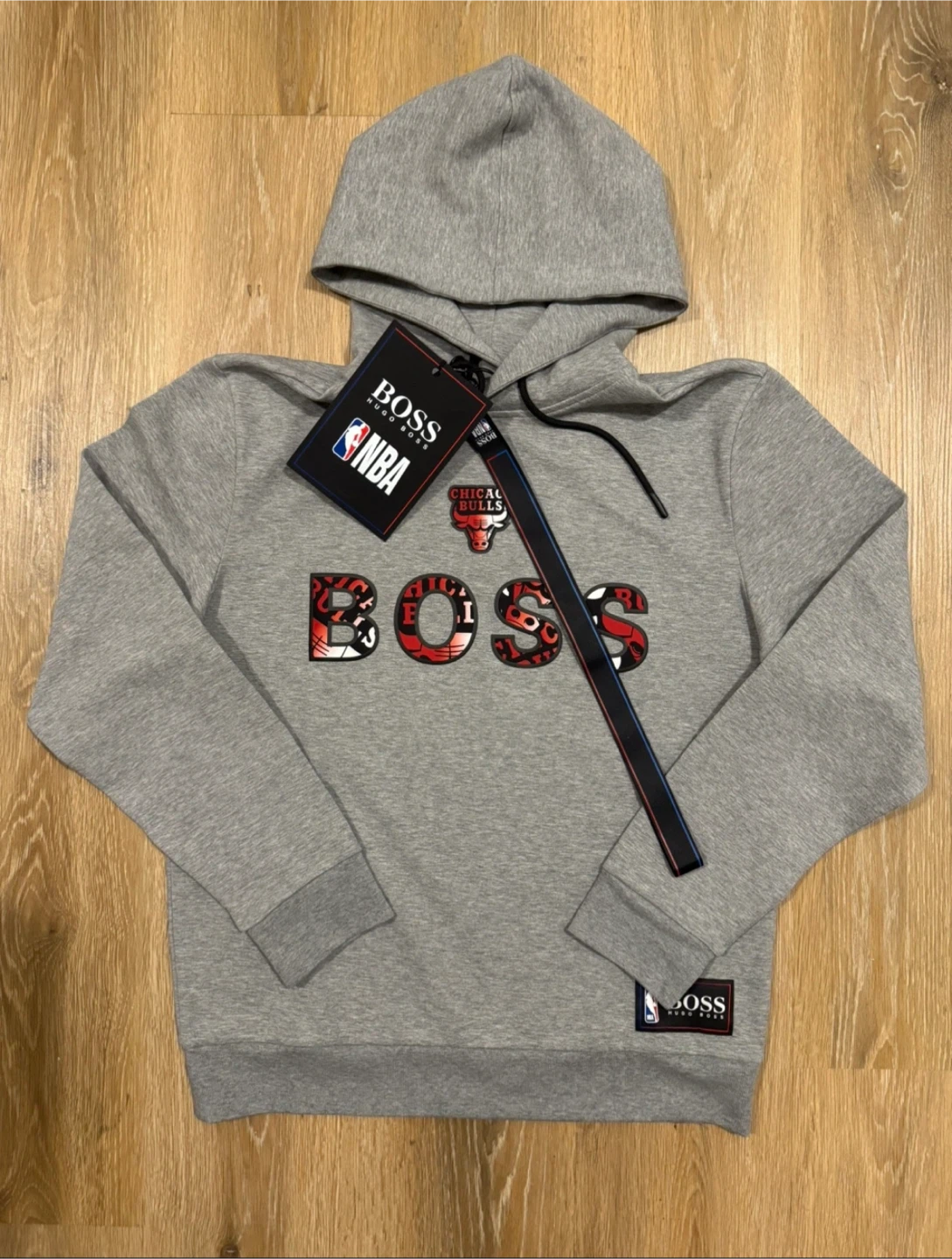Hugo Boss x NBA Chicago Bulls Mens Grey Hoodie Size Medium