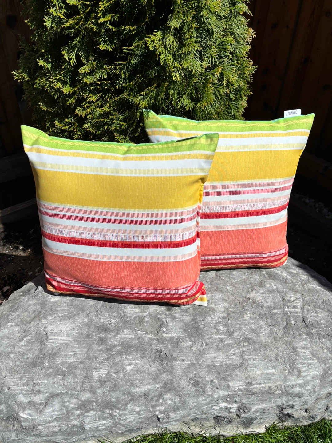 Outdoor Striped Throw Pillows - Set of 2