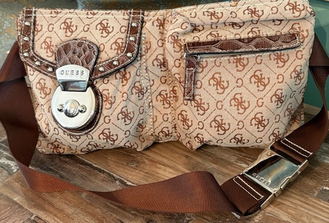 Guess Canvas Monogram Belt Bag