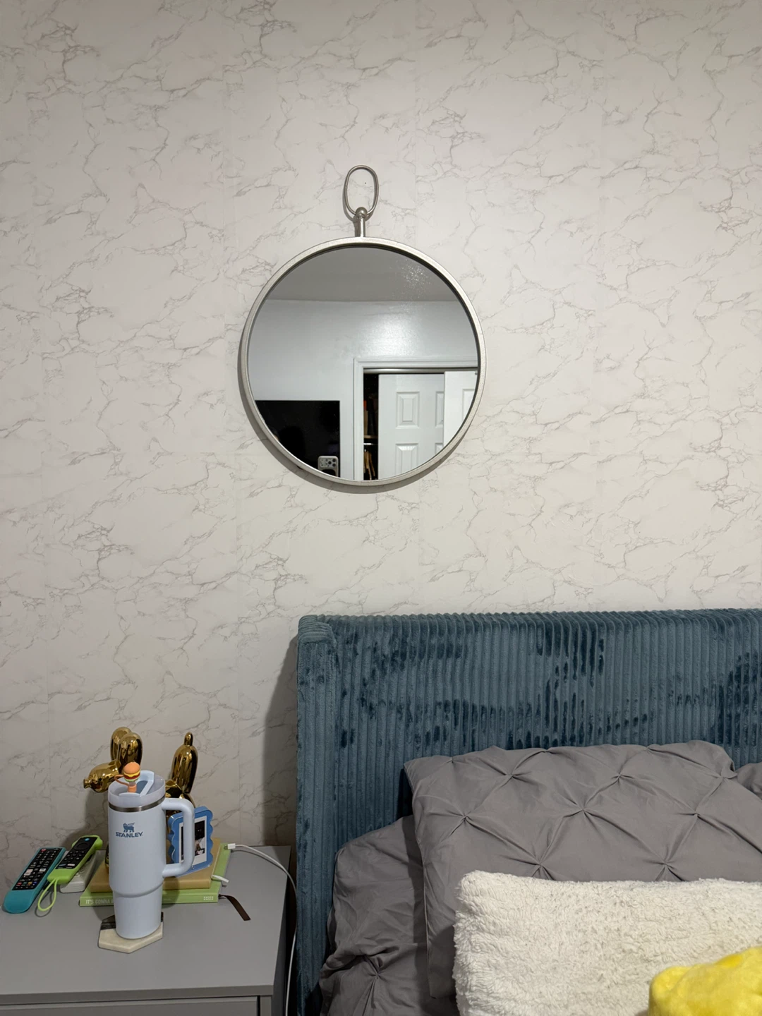 Round Wall Mirror with Hanging Loop