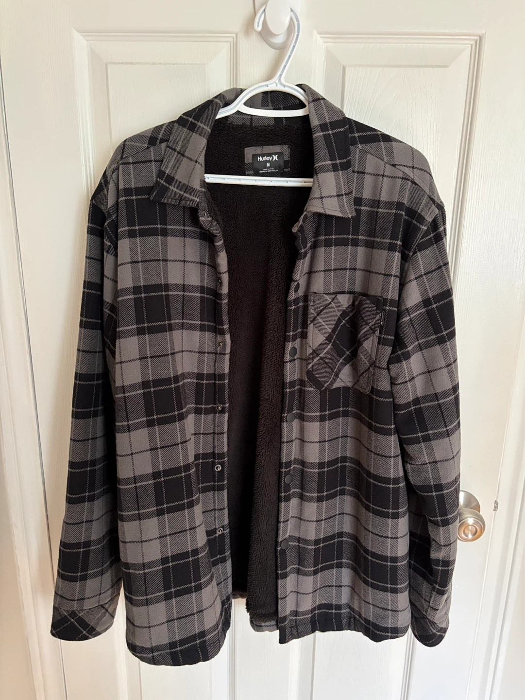 Men’s Hurley Plaid Sherpa Lined Flannel Shirt Jacket