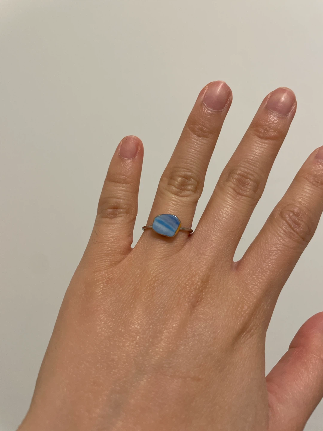 Adjustable Ring with Blue Stone