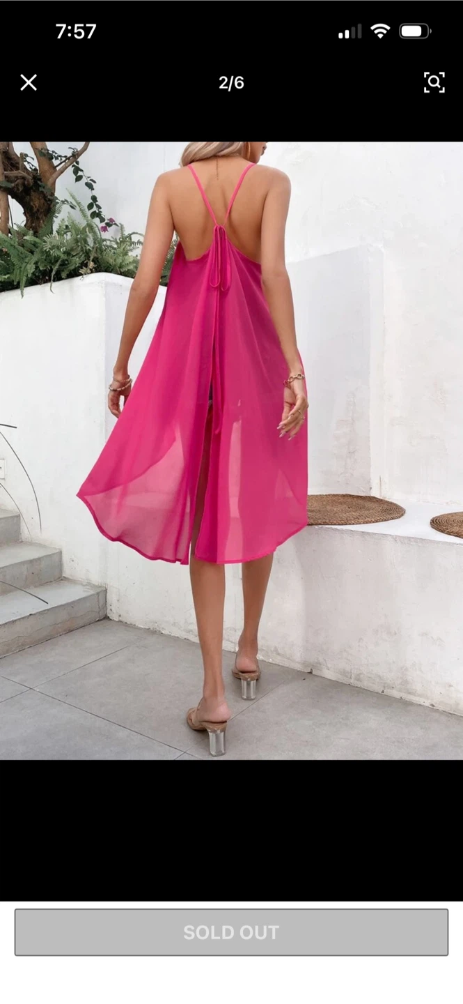 BRAND NEW Women's Fuchsia Cami High-Low Chiffon Cover-up - photo 3