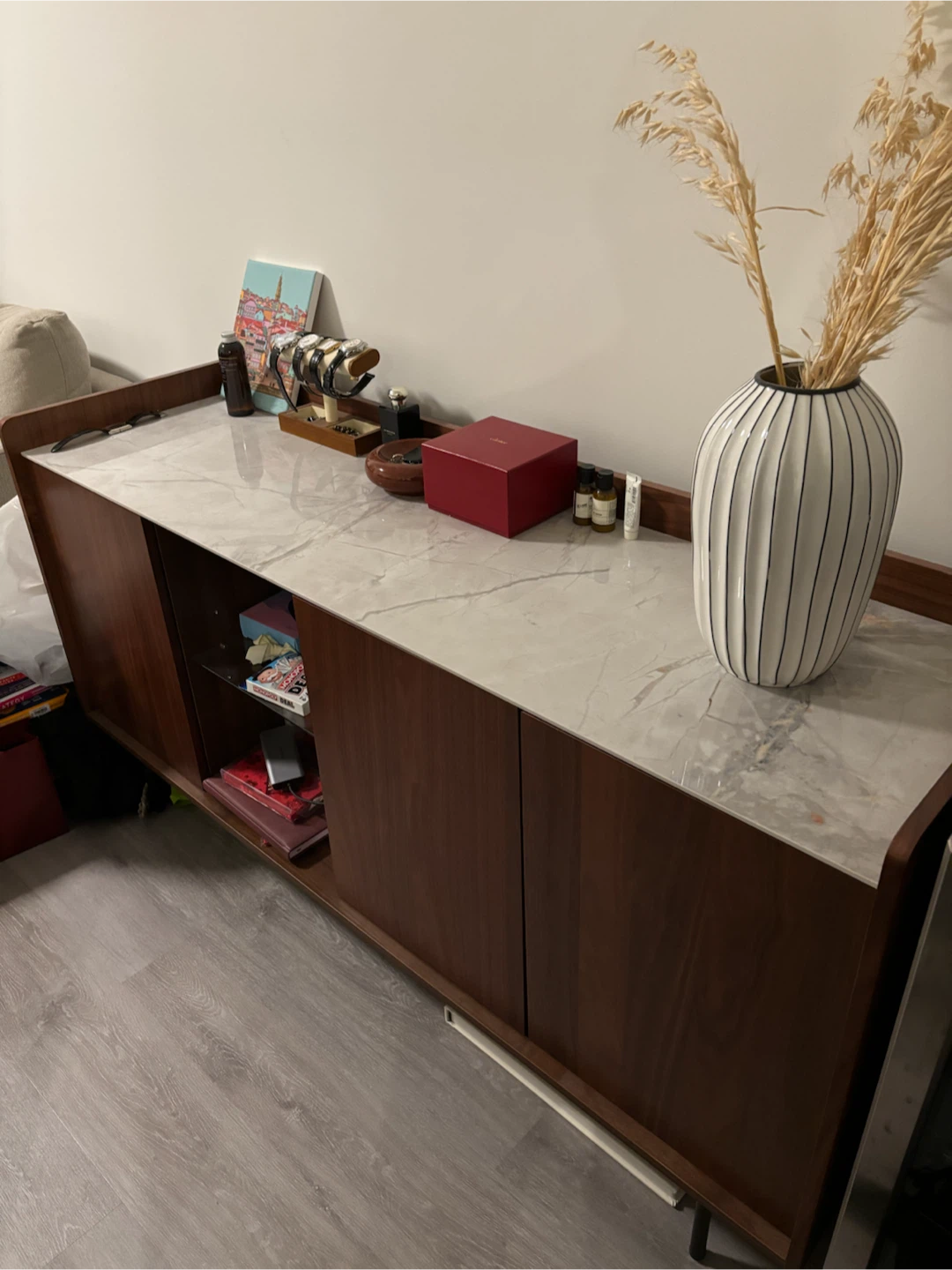 Wooden Sideboard with Marble Top