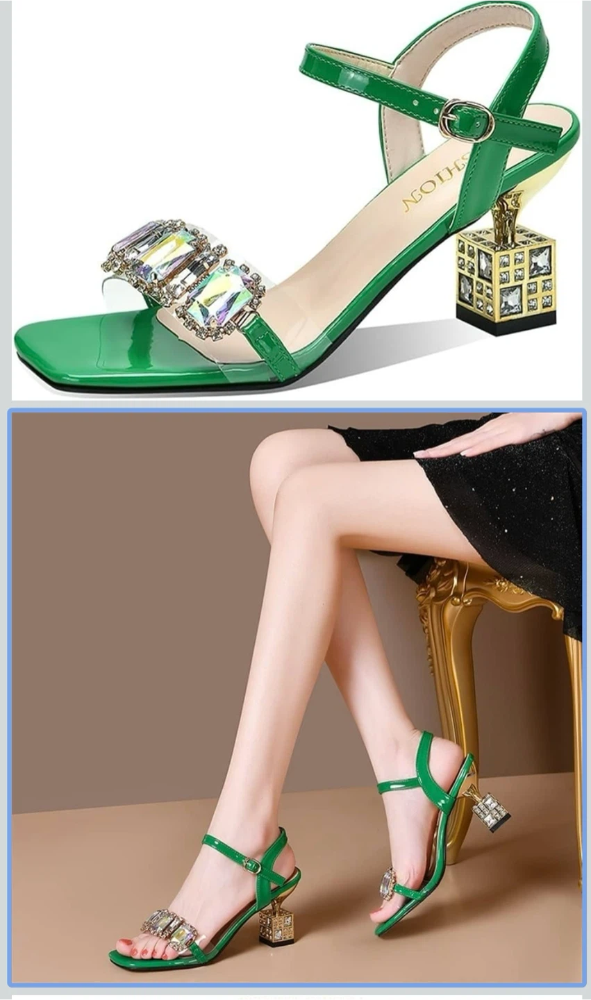BRAND NEW Green jewelled heeled sandals - photo 2