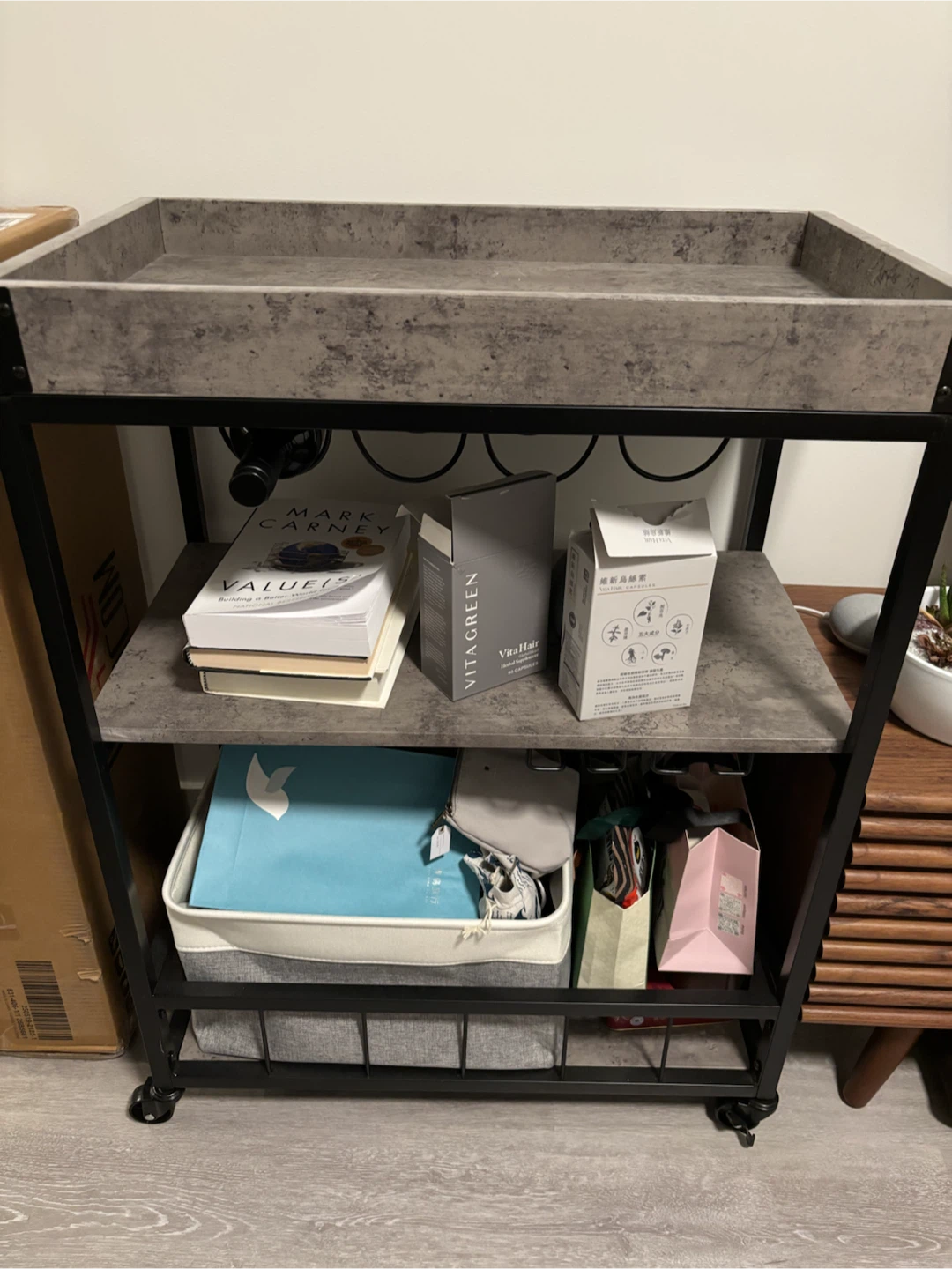 3-Tier Rolling Bar Cart