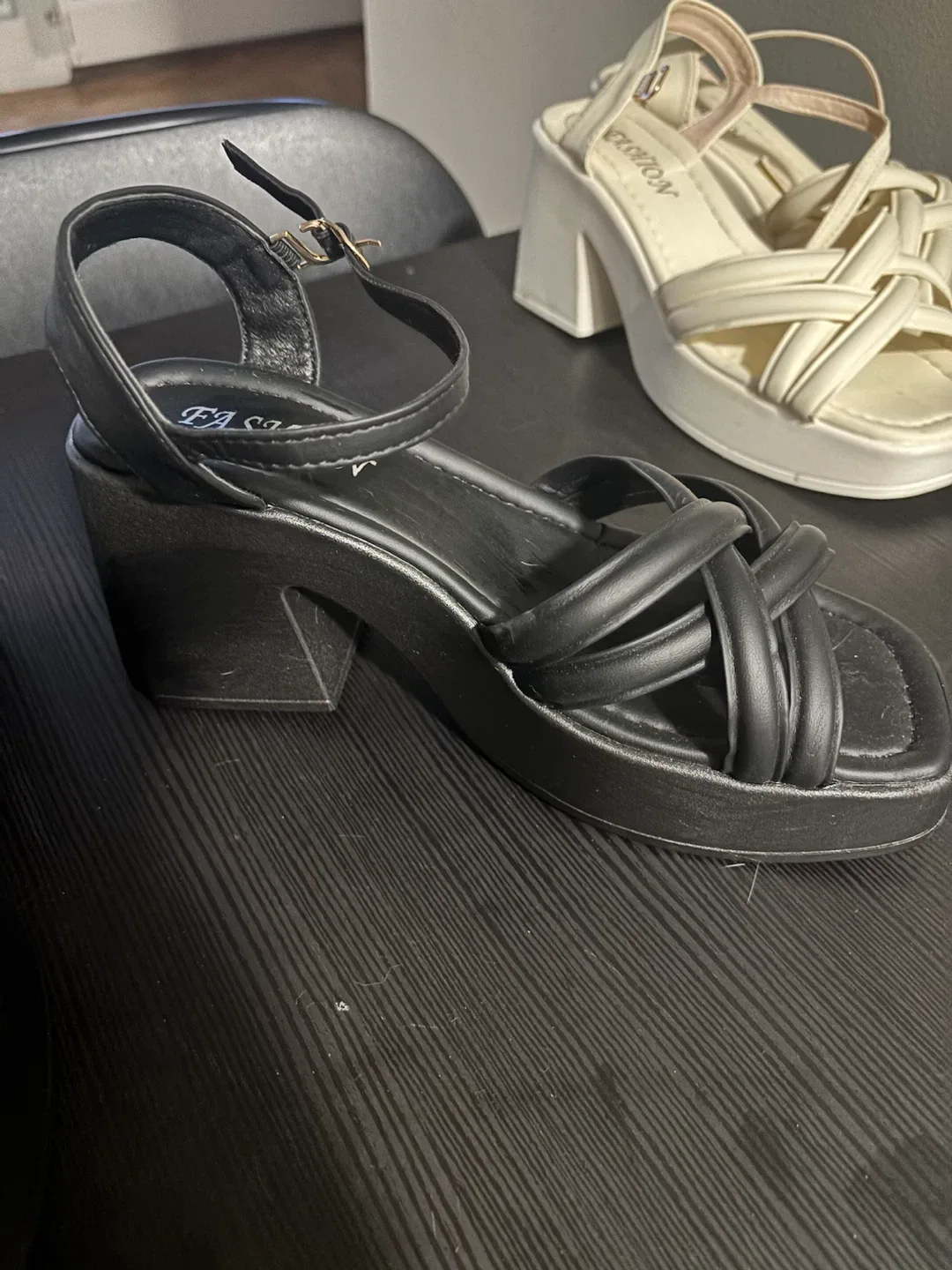Black Platform Sandals with Ankle Strap - photo 4