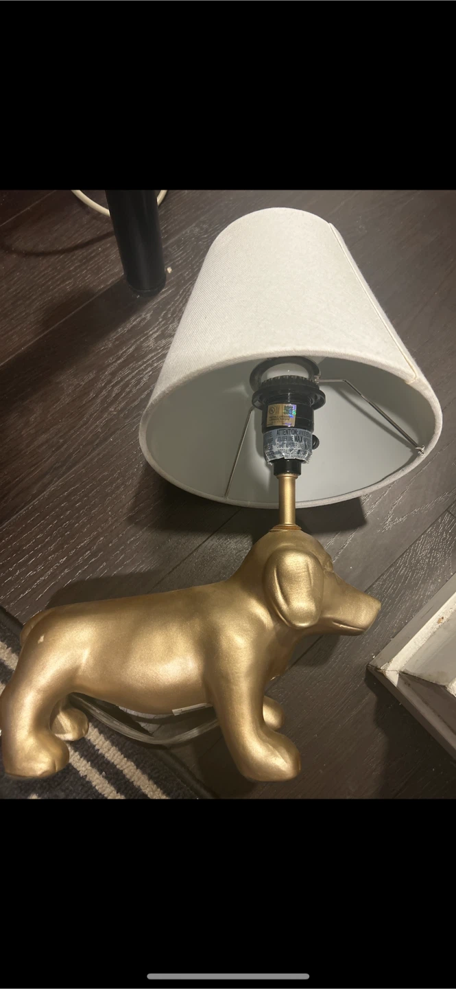 Gold Dachshund Dog Table Lamp