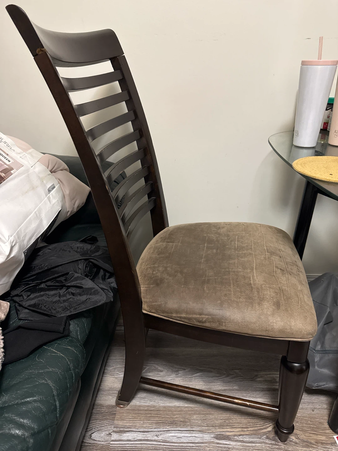 Dark Wood Dining Chair with Padded Seat x2 - photo 2