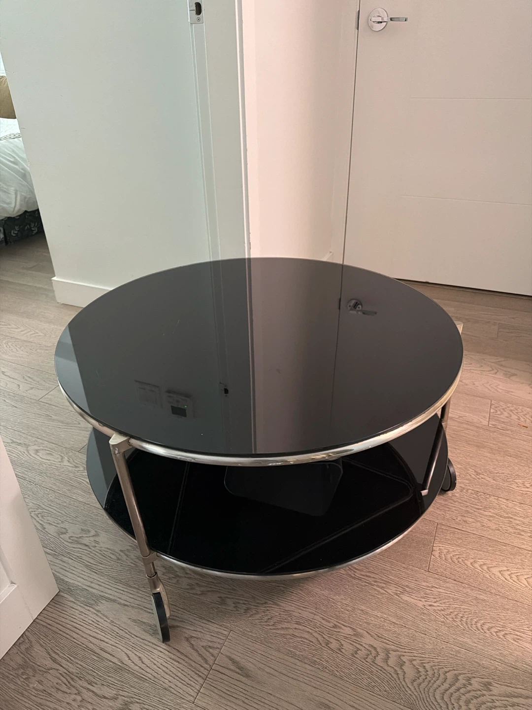 Round Black Glass Coffee Table