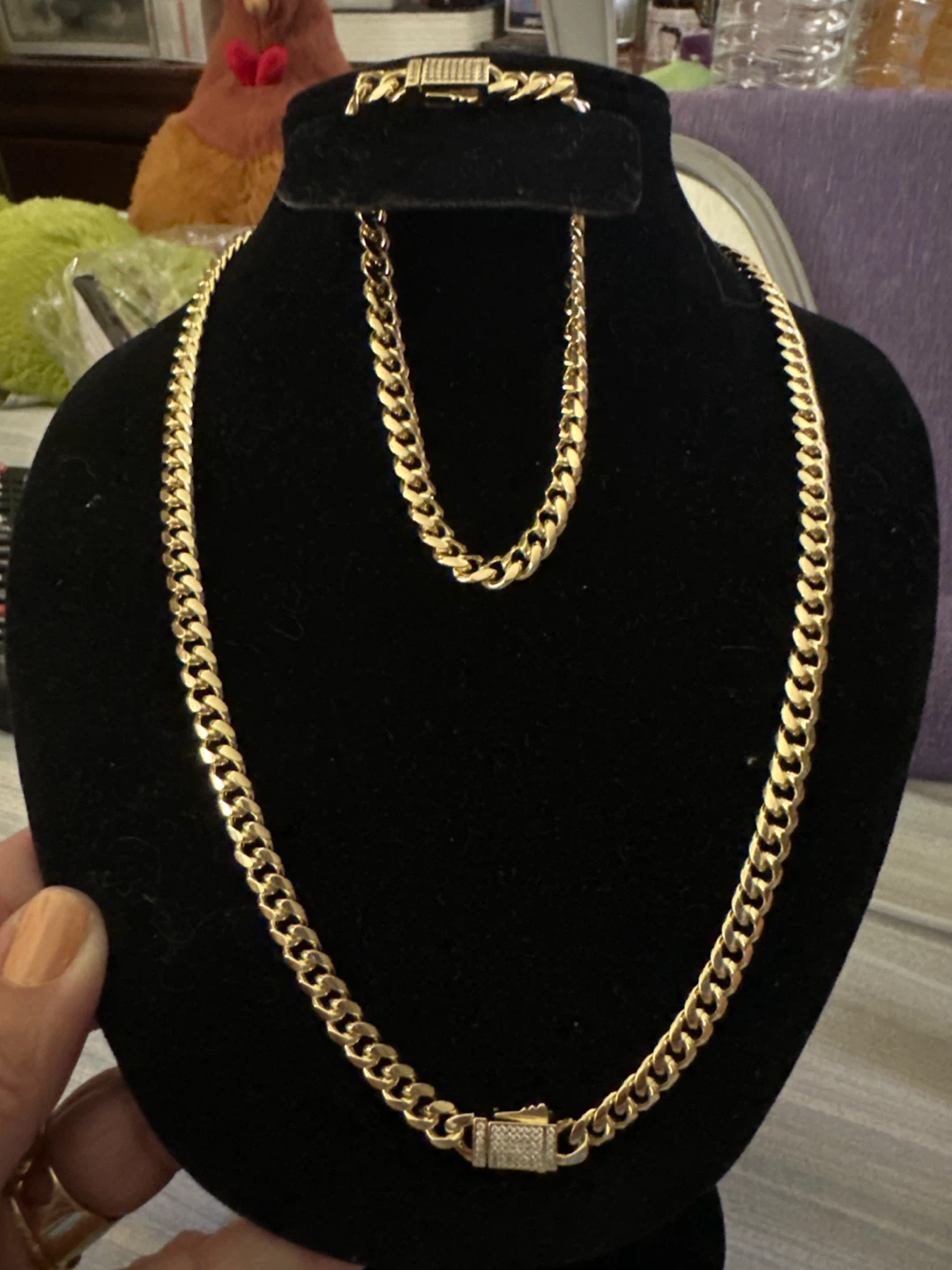 14k Gold laminated Chain Necklace and Bracelet Set