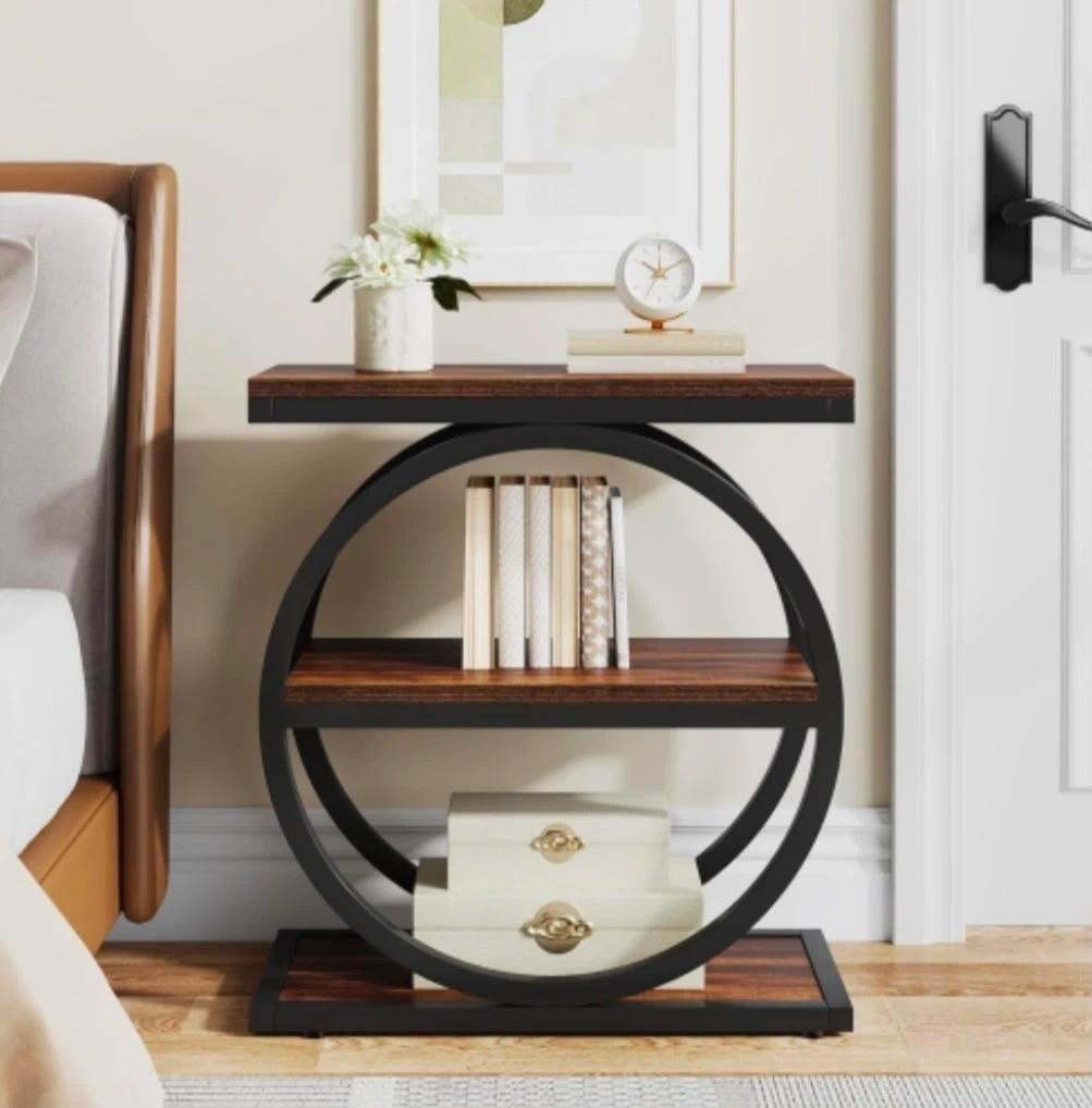 Brand new Tribesigns 3-Tier Industrial End Table with Wheels - photo 3