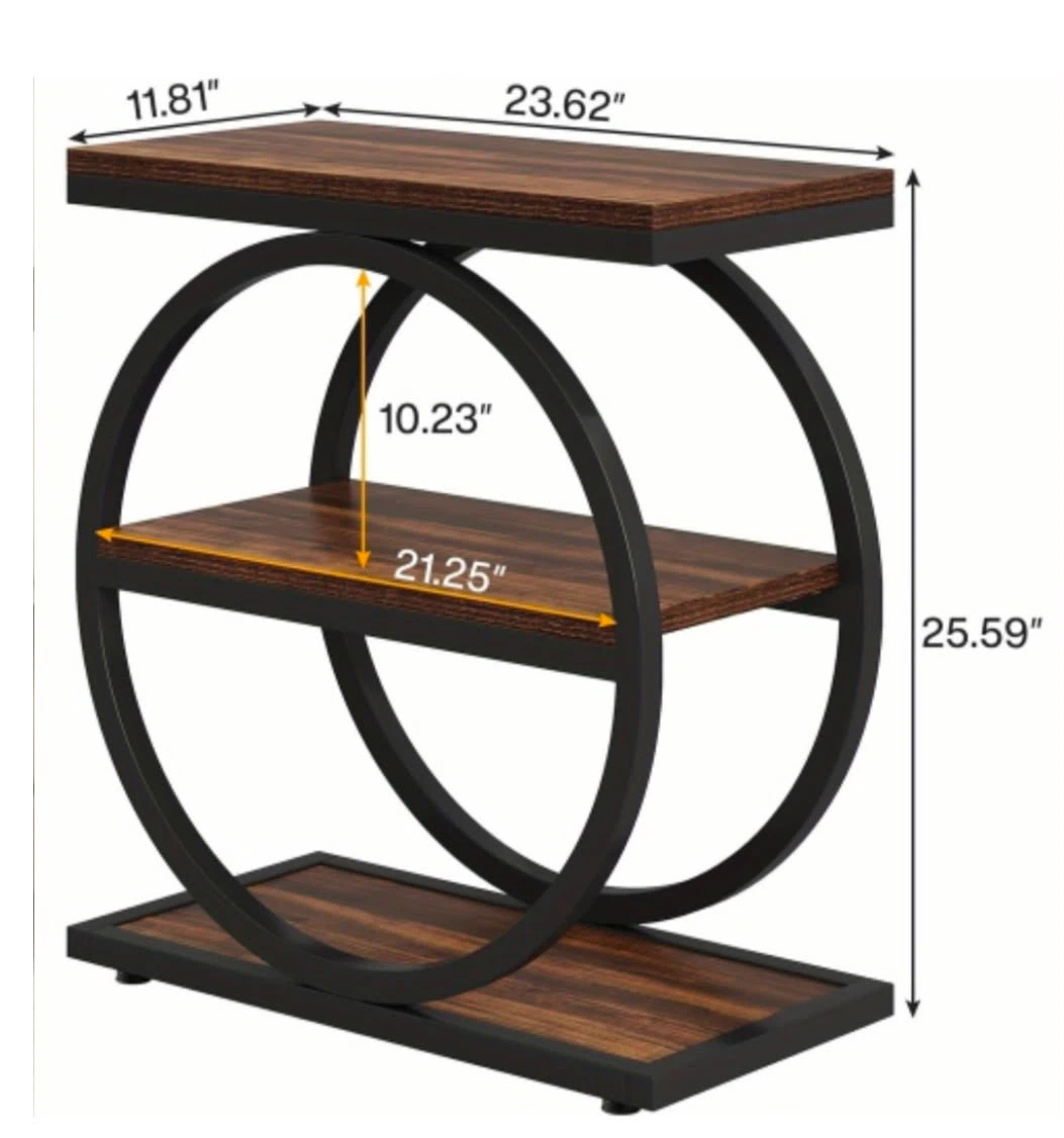 Brand new Tribesigns 3-Tier Industrial End Table with Wheels - photo 4
