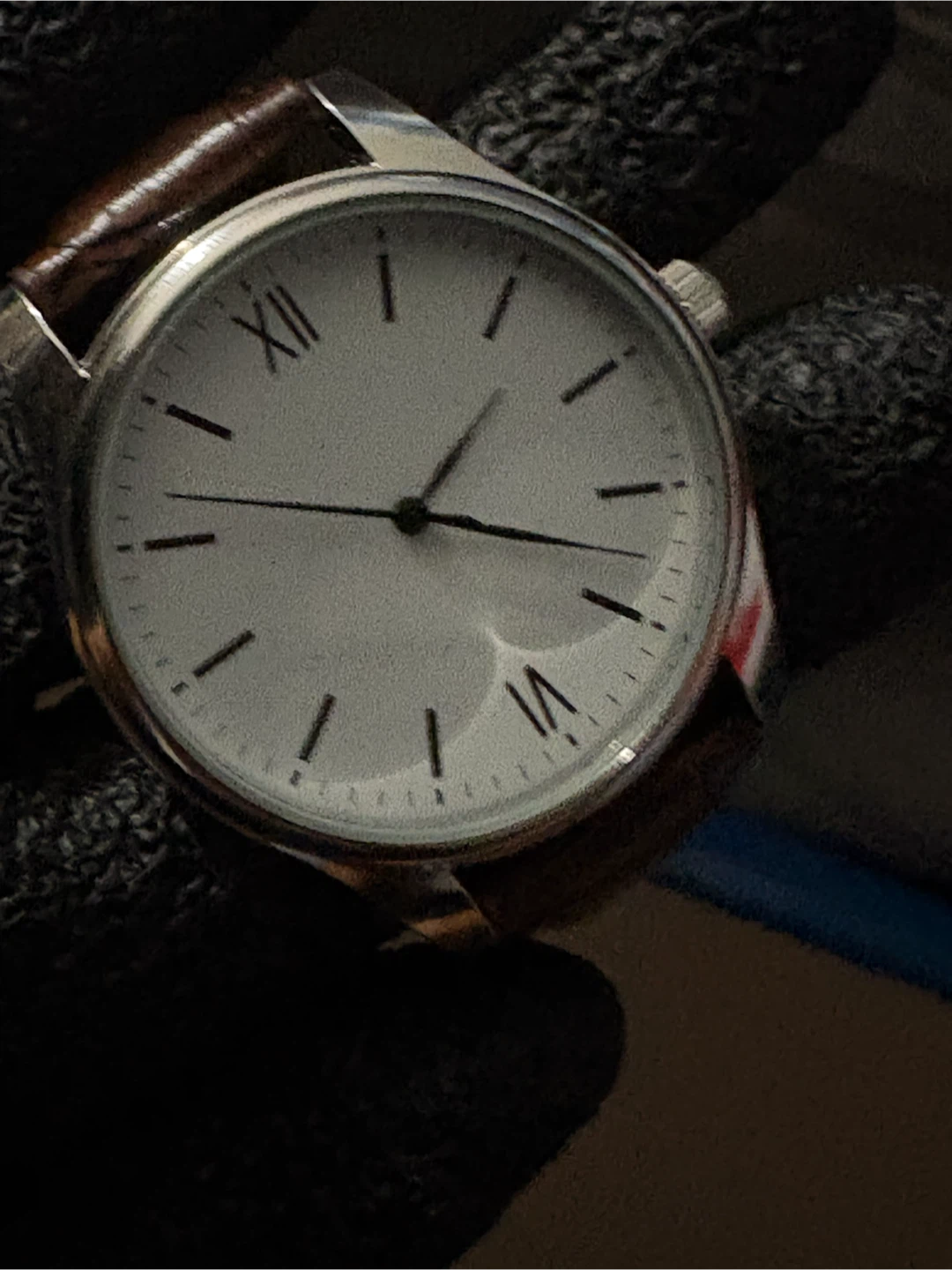 Men's Analog Watch with Brown Leather Strap