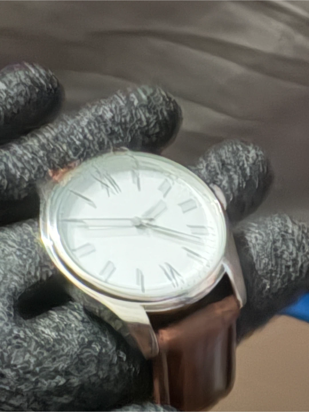 Men's Analog Watch with Brown Leather Strap - photo 2