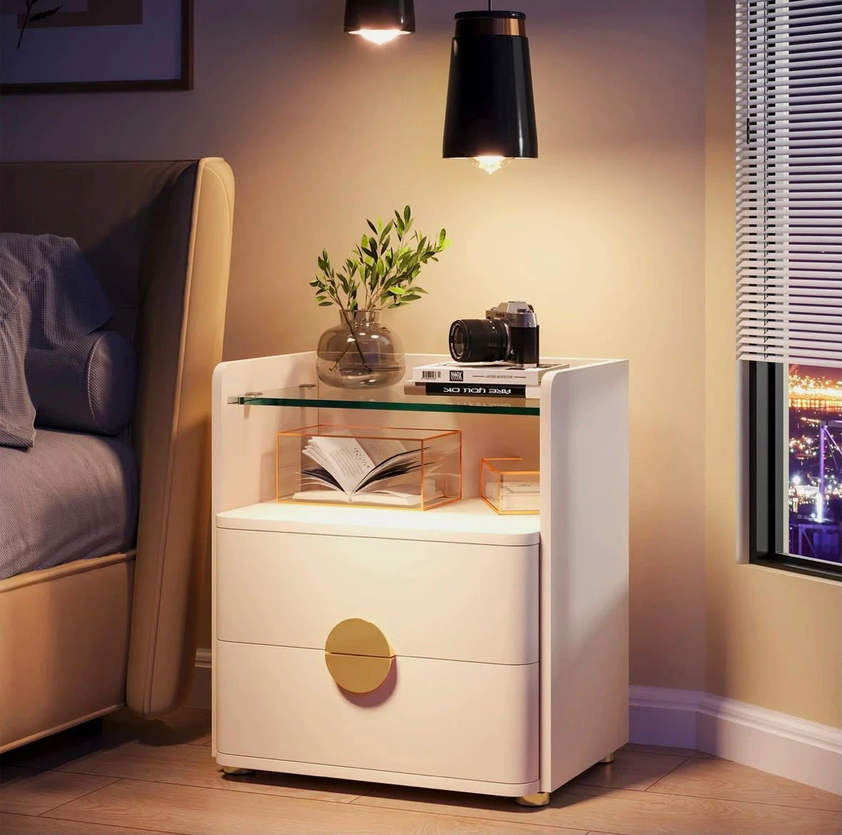 Brand new tribesigns Cream Nightstand with 2 Drawers