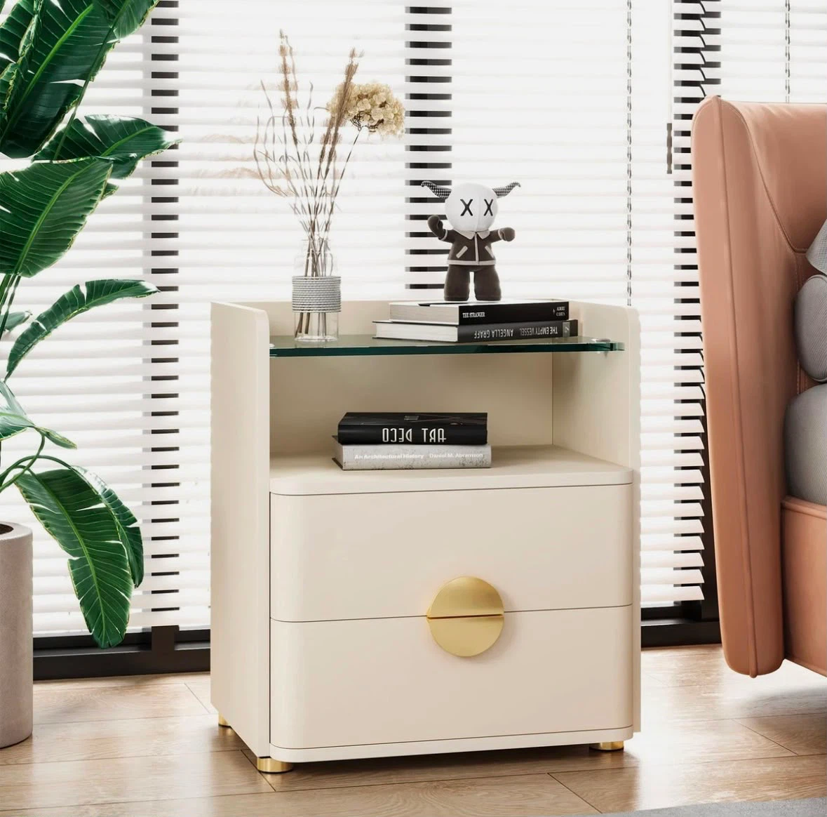 Brand new tribesigns Cream Nightstand with 2 Drawers - photo 4