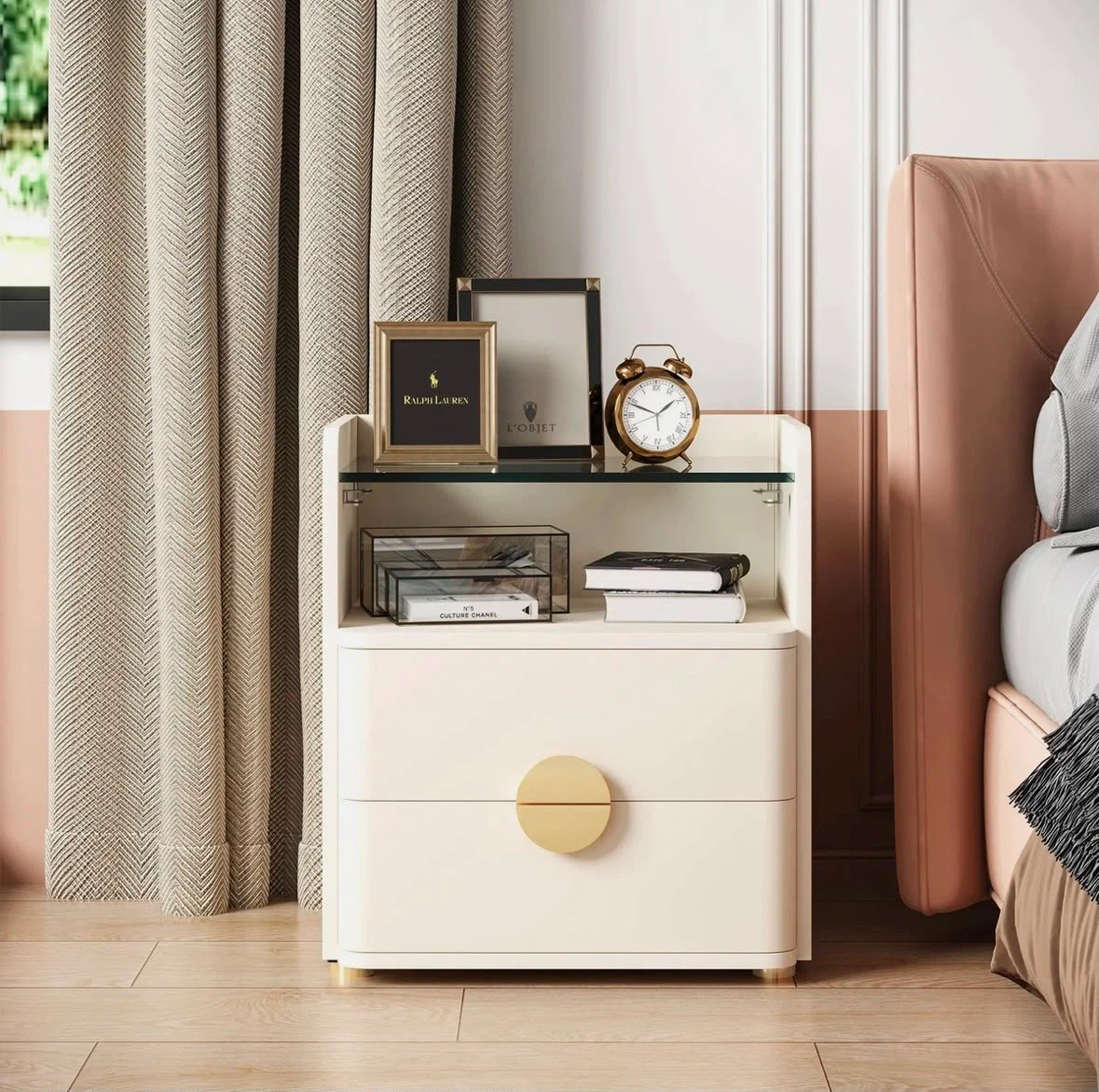 Brand new tribesigns Cream Nightstand with 2 Drawers - photo 5