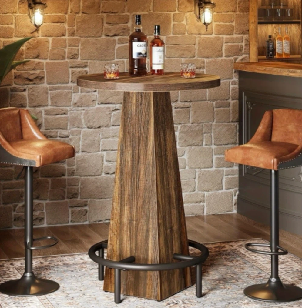 Brand new Tribesigns Rustic Wood Bar Table with Footrest - photo 2