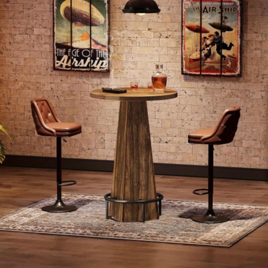 Brand new Tribesigns Rustic Wood Bar Table with Footrest - photo 5