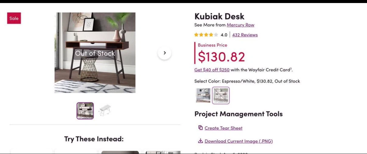 Mercury Row Kubiak Desk - Espresso/White - photo 2