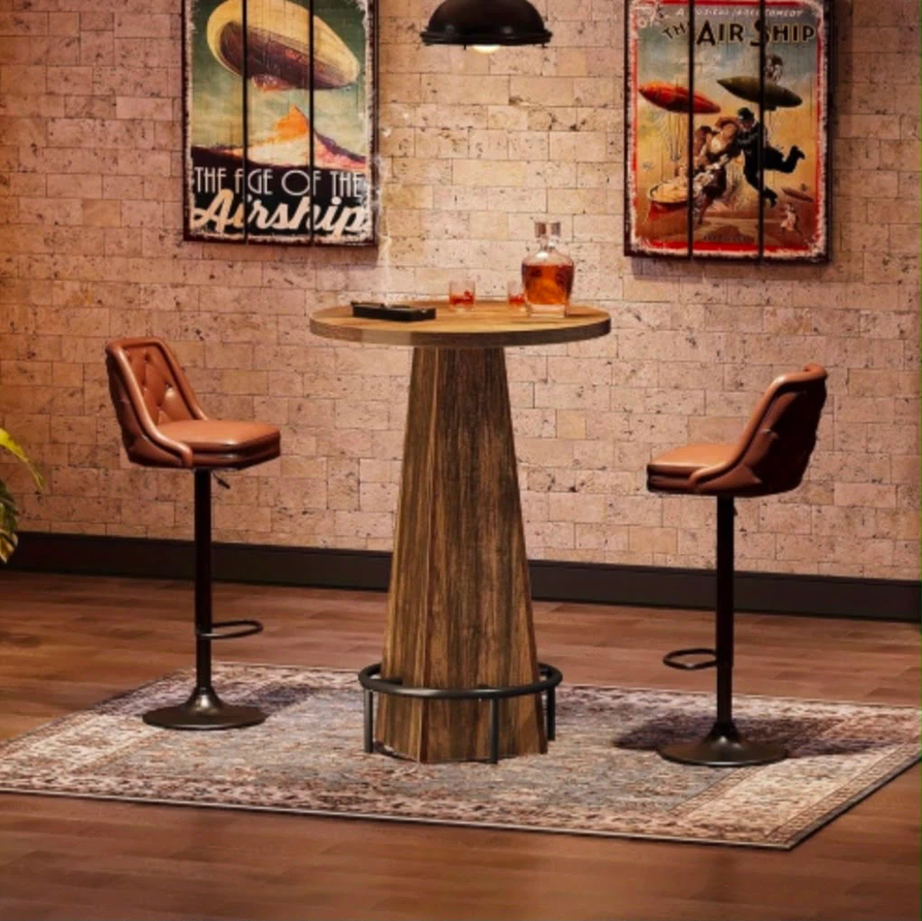 Brand new tribesigns Rustic Wood Bar Table with Footrest