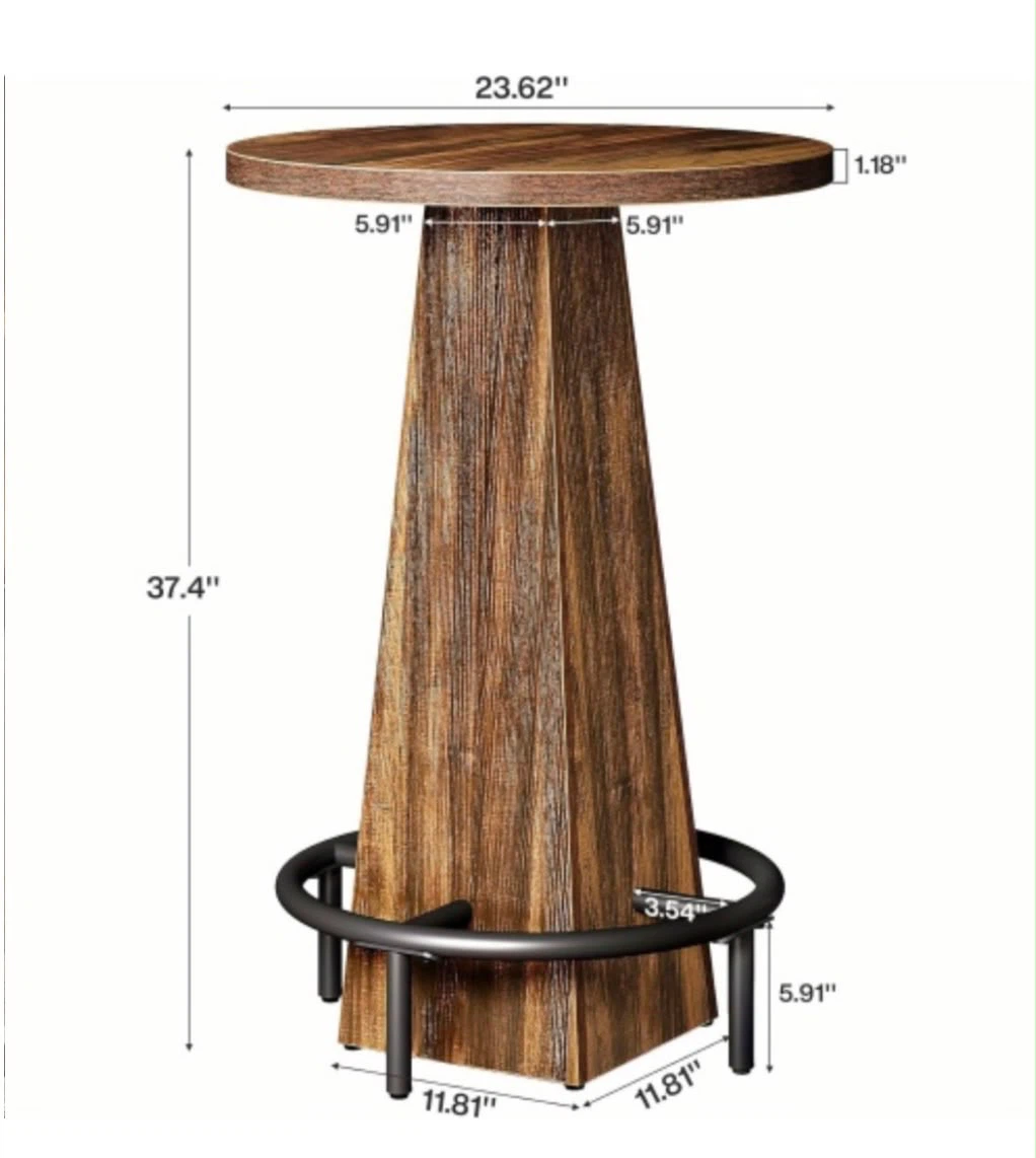 Brand new tribesigns Rustic Wood Bar Table with Footrest - photo 4