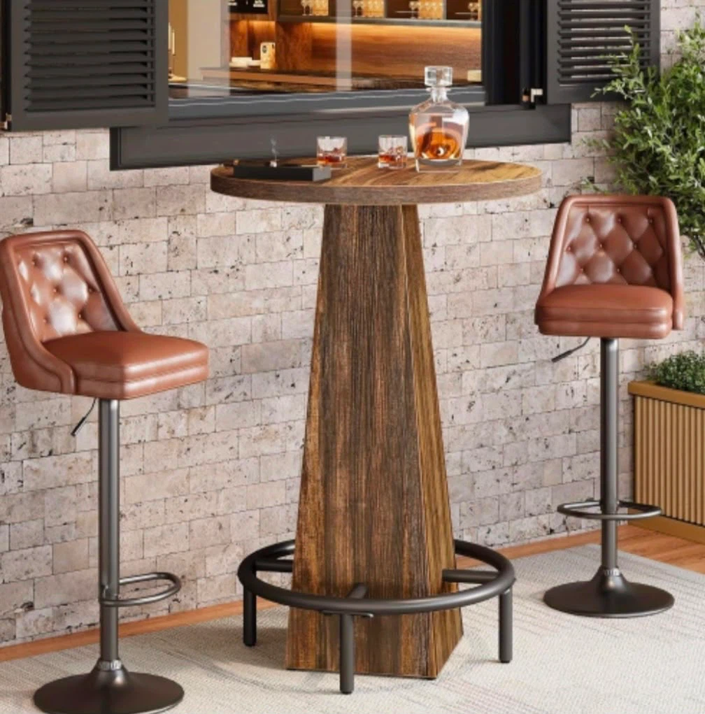 Brand new tribesigns Rustic Wood Bar Table with Footrest - photo 5