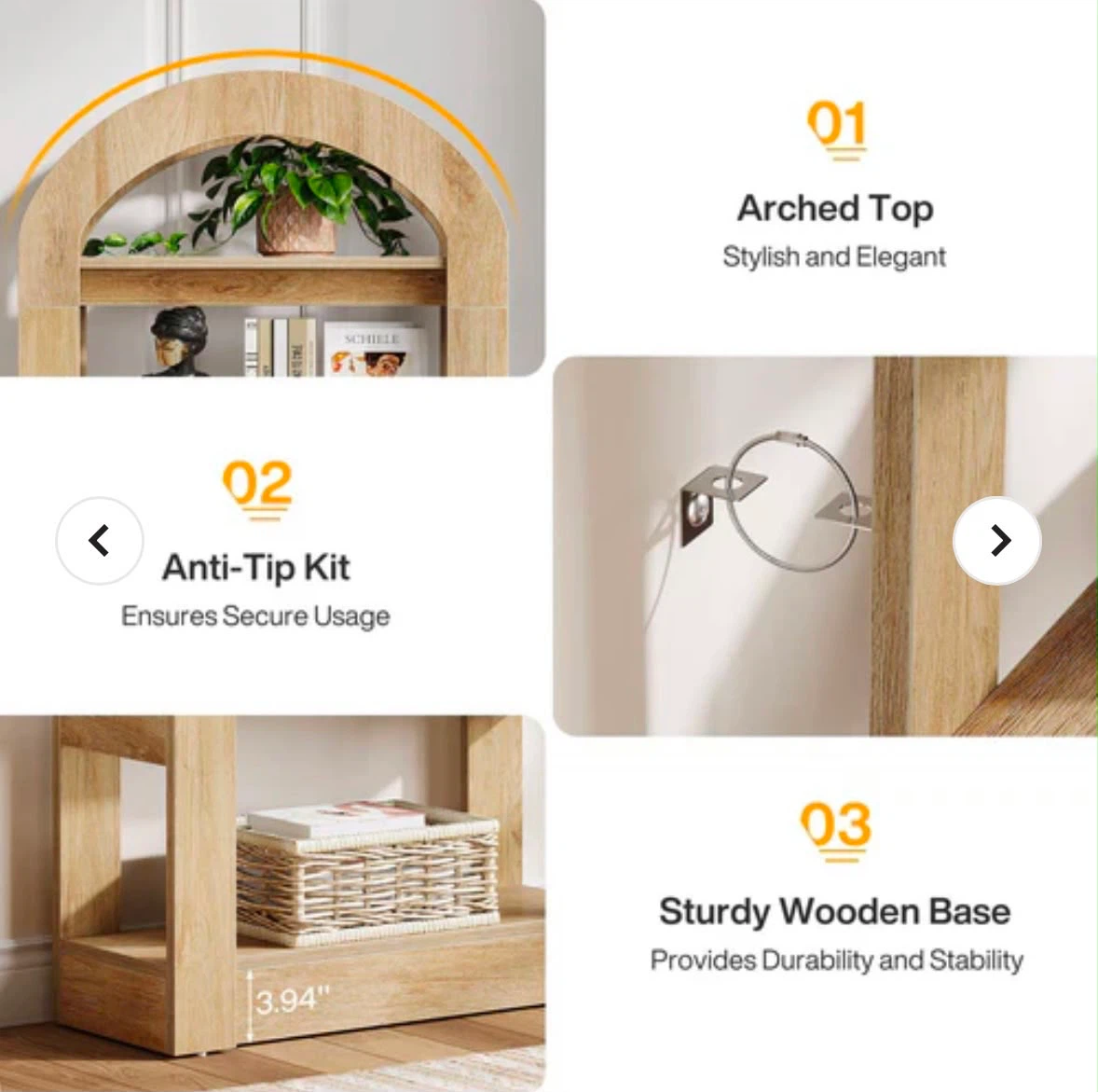 Brand new Tribesigns Wooden Arch Bookshelf - photo 3