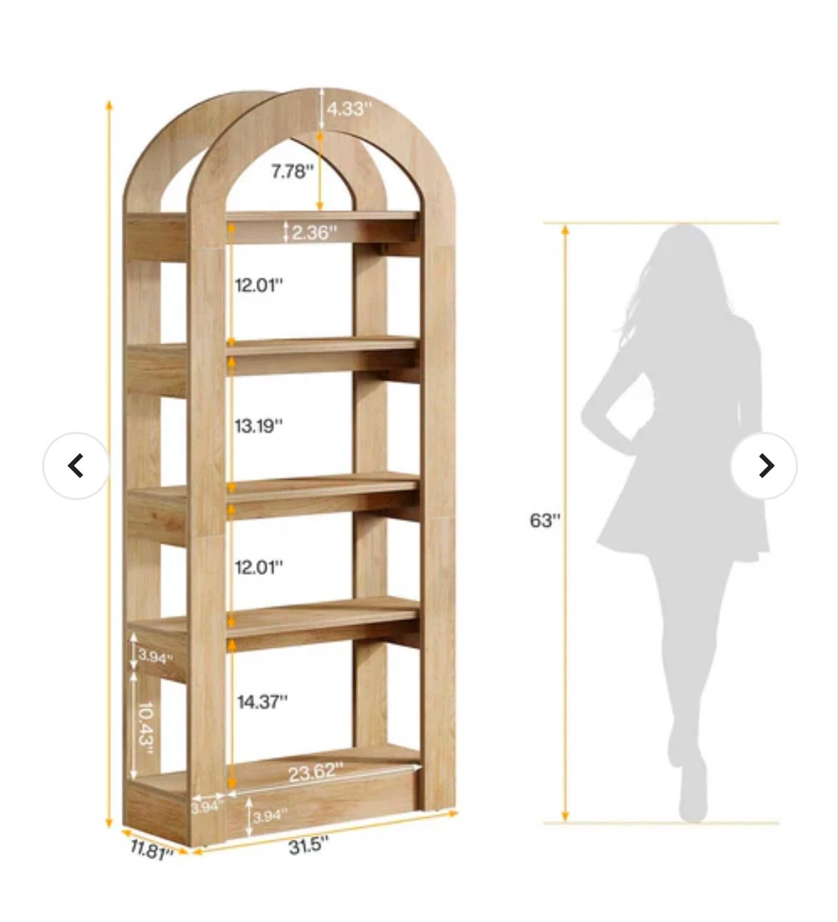 Brand new Tribesigns Wooden Arch Bookshelf - photo 4