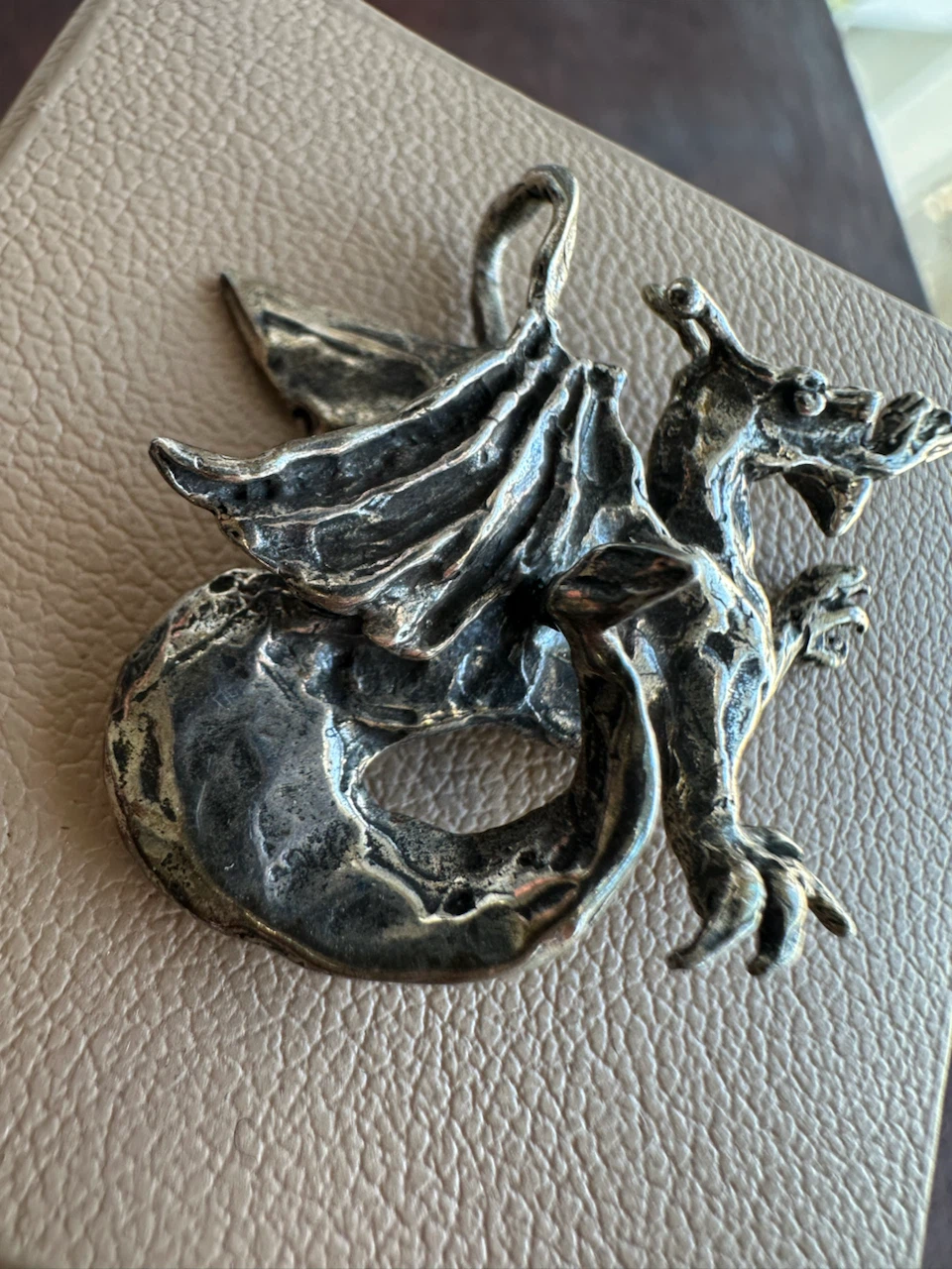 Handmade solid sterling silver Dragon Pendant