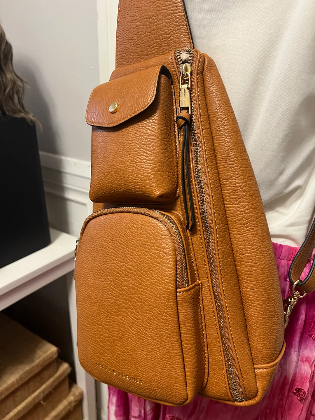 Brown Faux Leather Sling Bag - New - photo 2