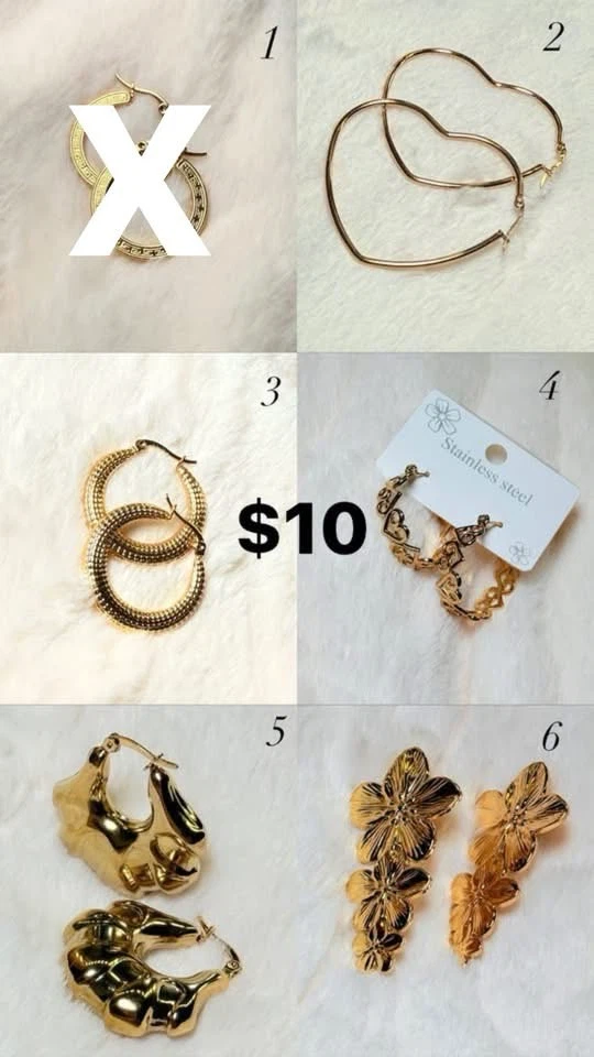 Gold tone necklaces and earrings lot - JOYERÍA ACERO INOXIDABLE - photo 2