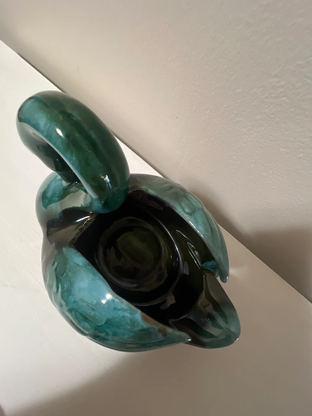 MCM Vintage Blue Mountain Swan Planter / Dish - Green Drip Glaze - photo 2