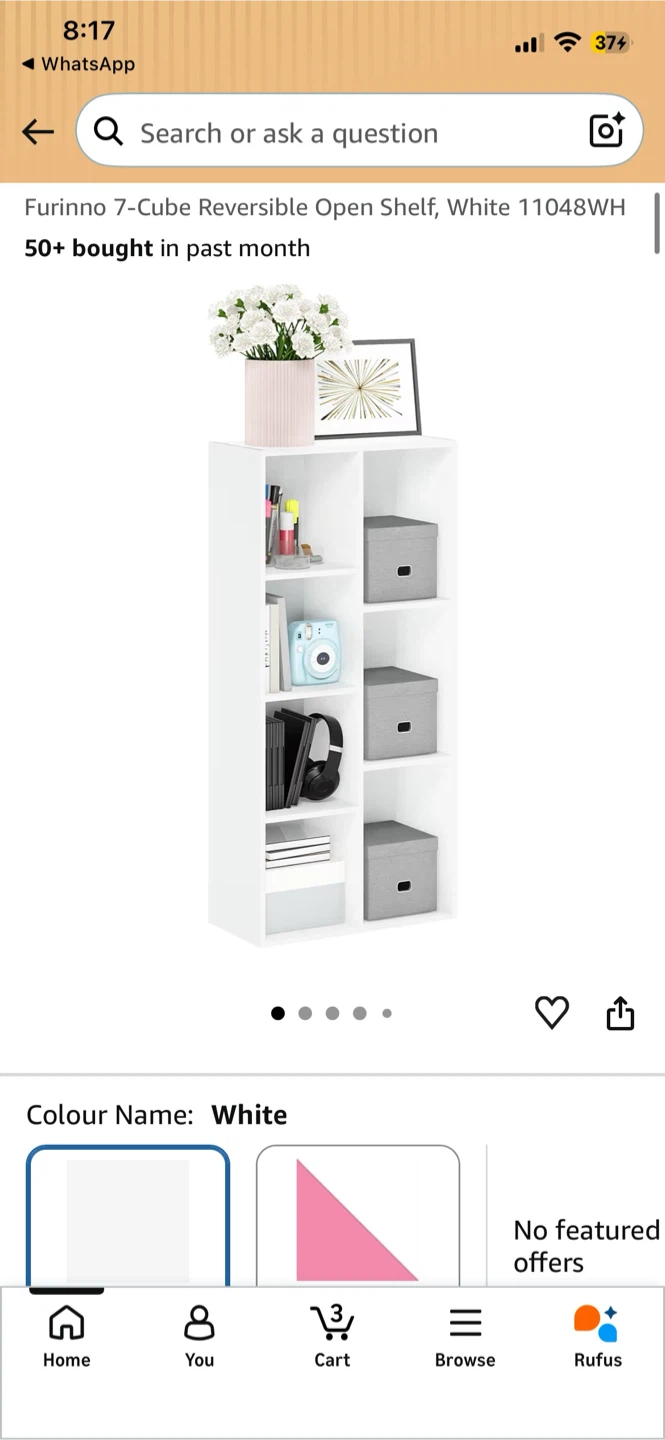 Furrinno 7-Cube Reversible Open Shelf White - photo 3