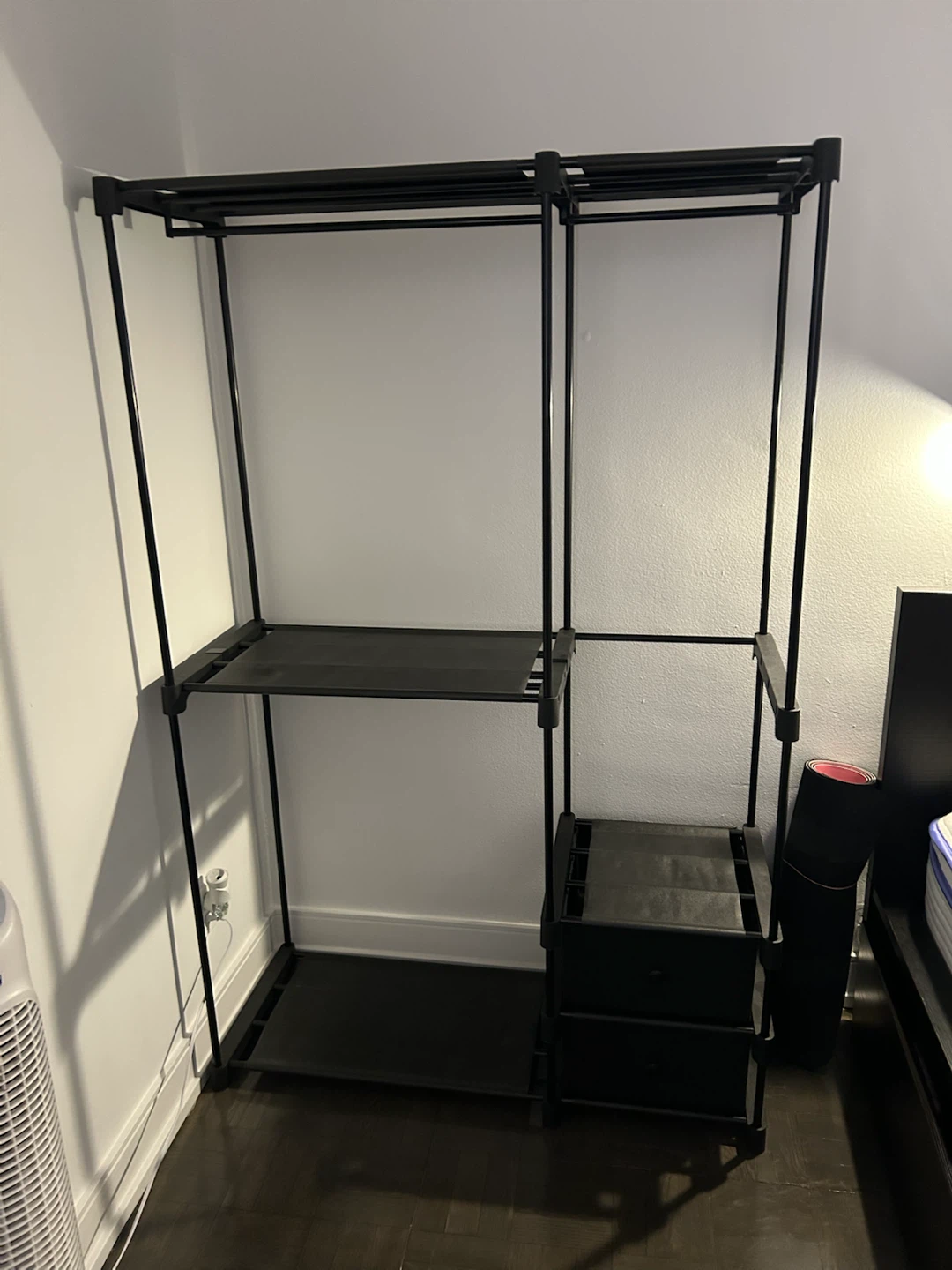 Black Metal Garment Rack with Shelves and Drawers - photo 2