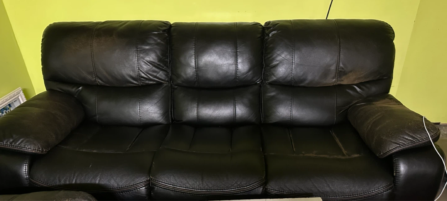 Black Leather Loveseat Recliner - photo 2