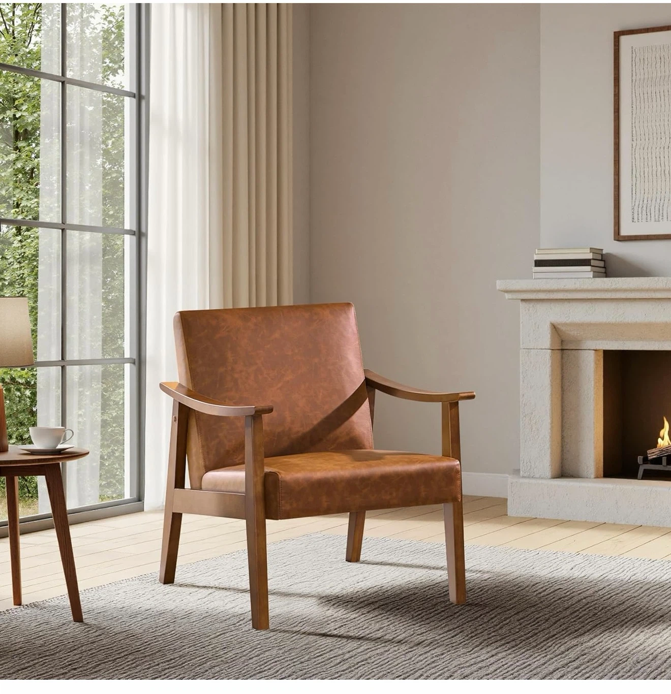 Brown Faux Leather Armchair - photo 2