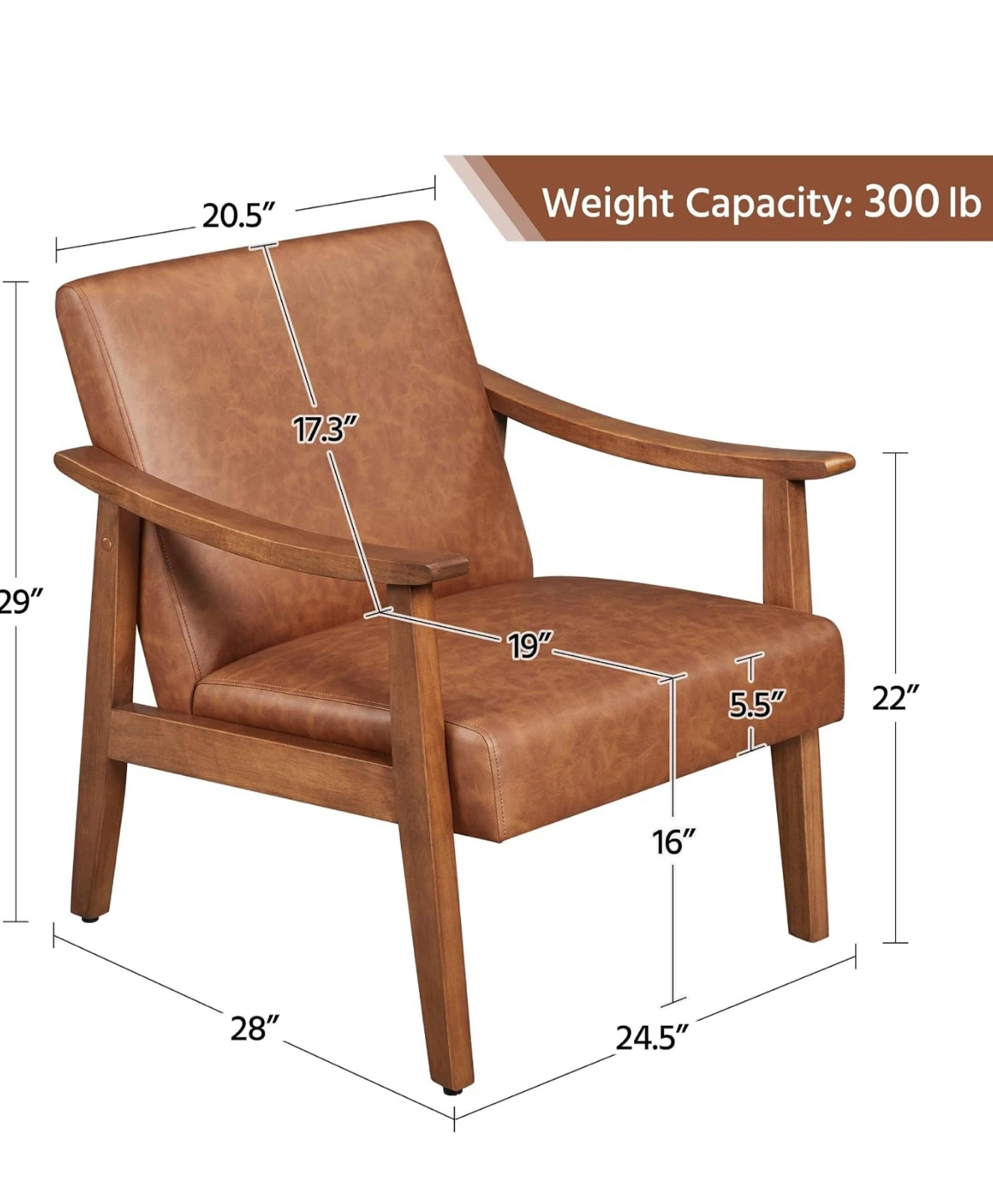 Brown Faux Leather Armchair - photo 3
