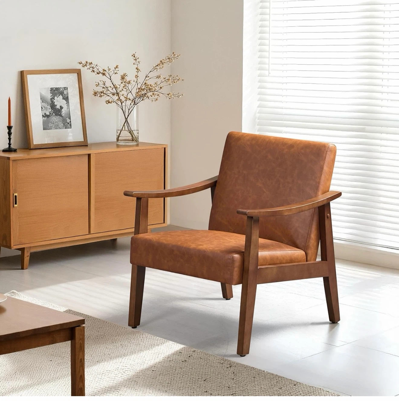 Brown Faux Leather Armchair - photo 4