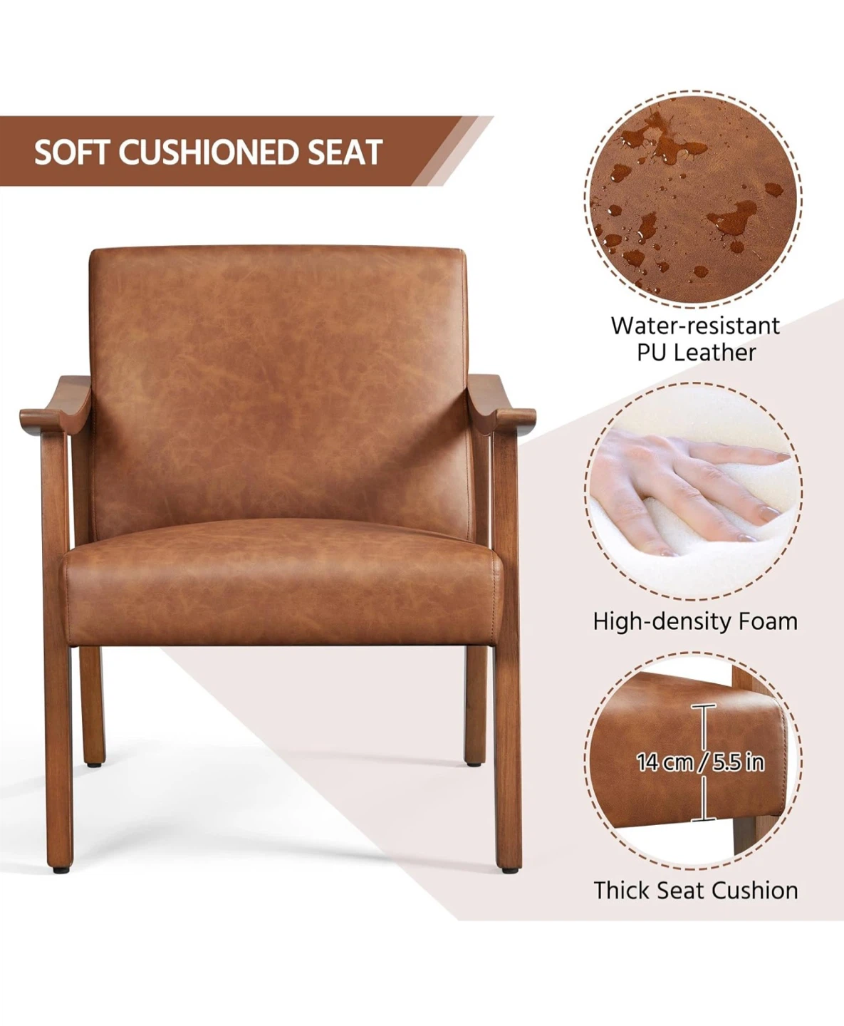 Brown Faux Leather Armchair - photo 5