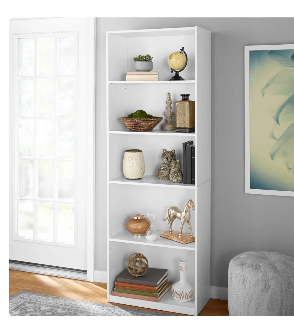 White 5-Shelf Bookshelf