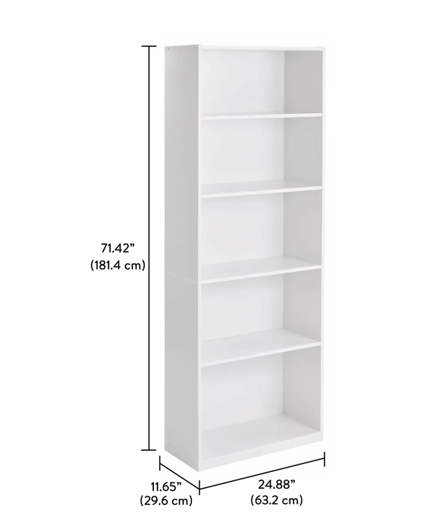 White 5-Shelf Bookshelf - photo 2