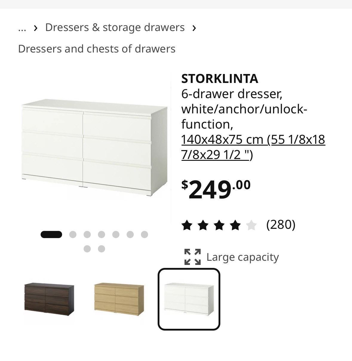 IKEA STORKLINTA 6-Drawer Dresser White - photo 2