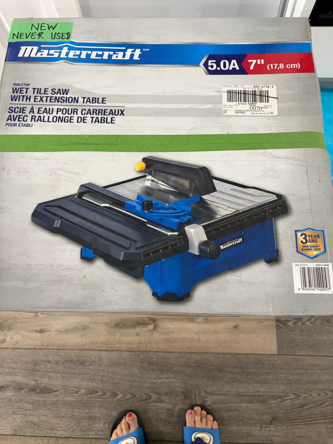 Mastercraft 5.0A 7" Wet Tile Saw with Extension Table - photo 3