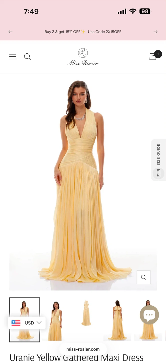 Miss Rosier Uranie Yellow Gathered Maxi Dress