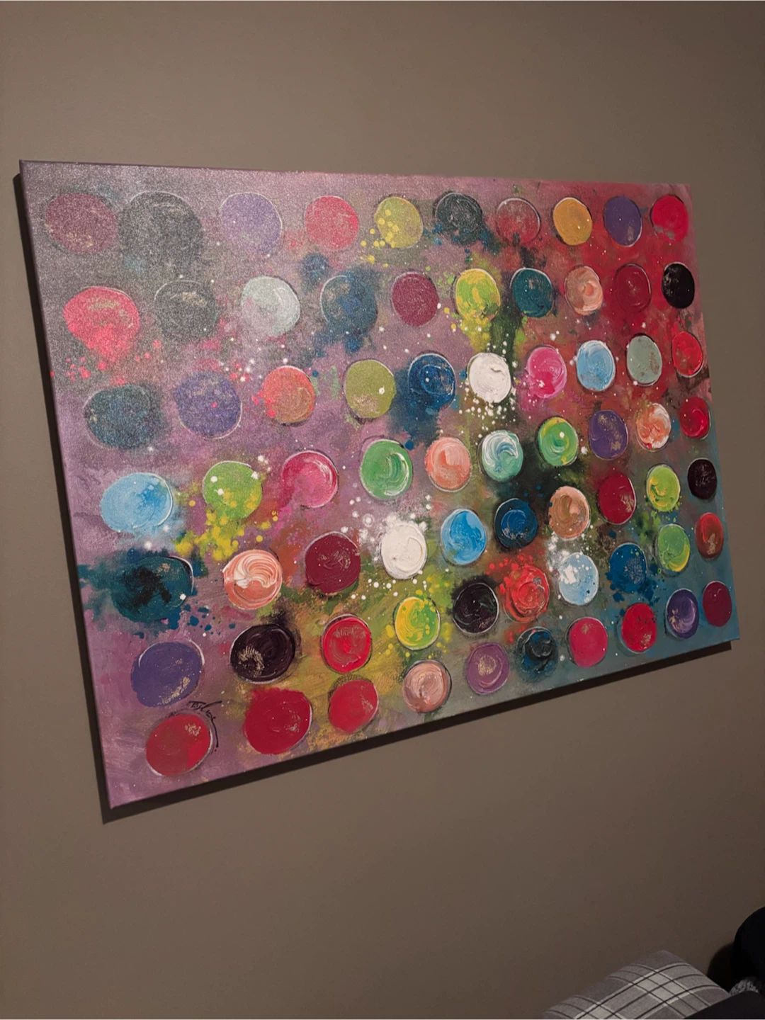 Abstract Dot Painting Canvas Art