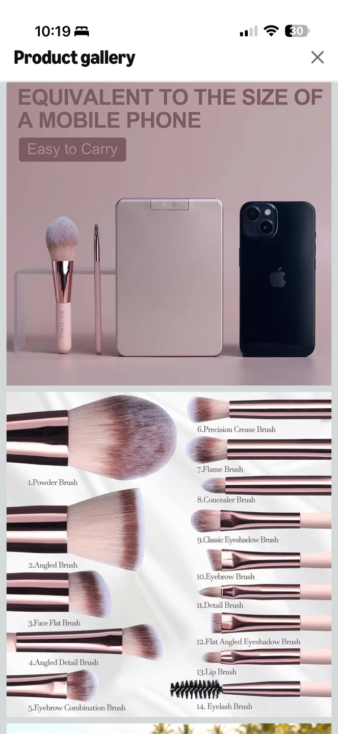 BS-MALL Travel Makeup Brush Set with LED Light Mirror - photo 4