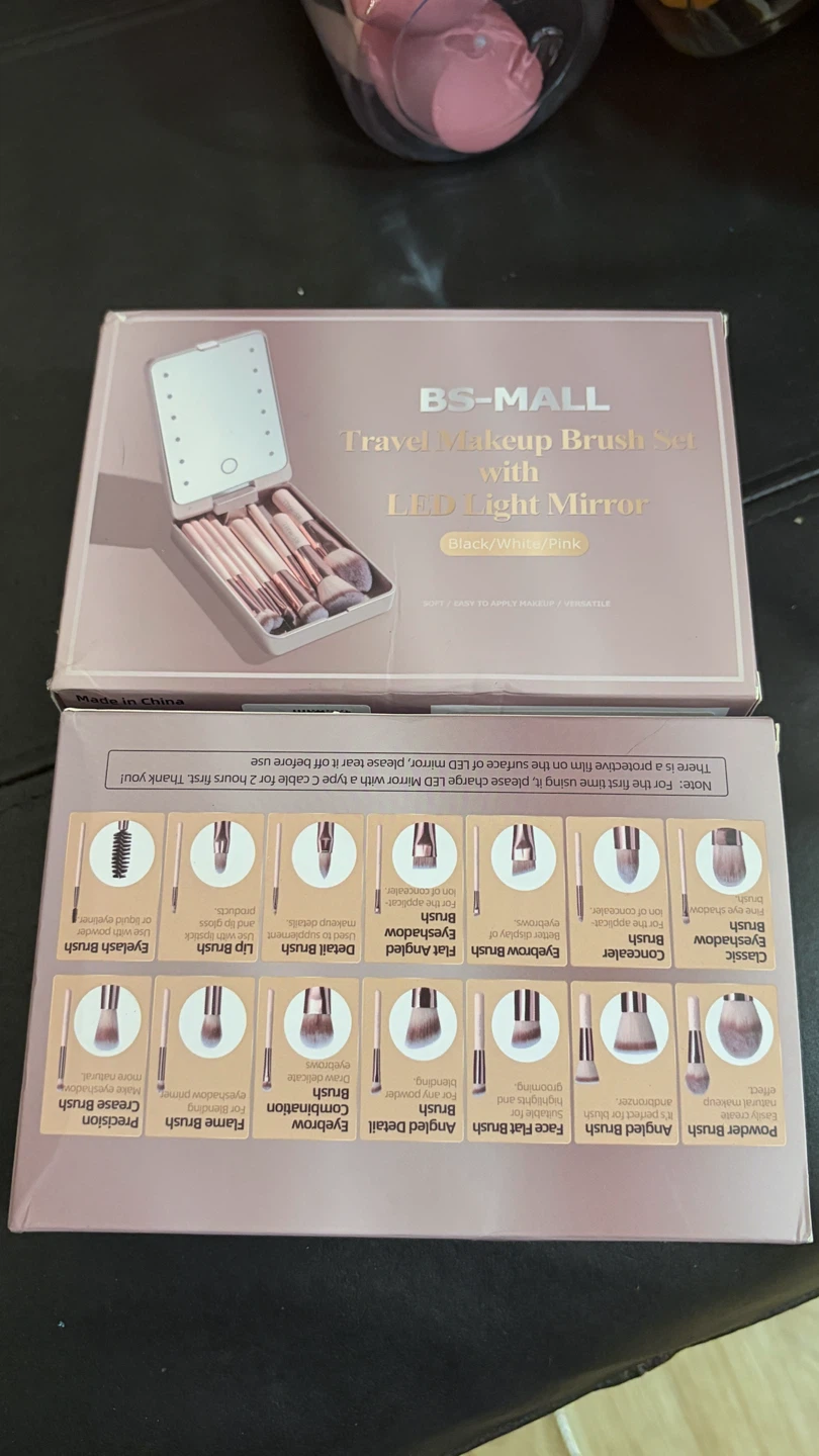 BS-MALL Travel Makeup Brush Set with LED Light Mirror - photo 5