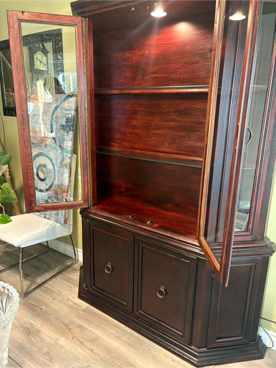 Dark Wood China Cabinet with Glass Doors - photo 4